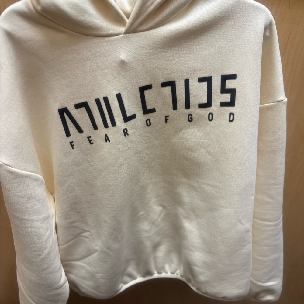 adidas White Hoodie with Black Logo Patch